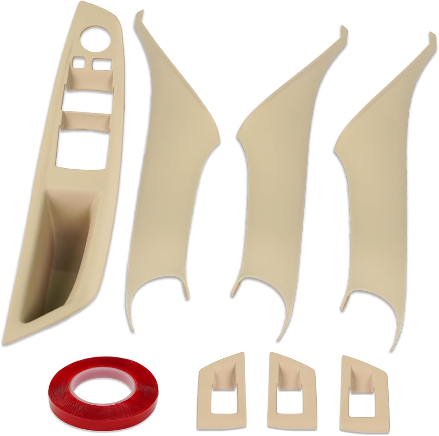 Jaronx Compatible with BMW Door Handle Covers Snap-on/Sticky-on 5 Series 520 525 528 530 535 F10/F11 2010-2016,7PCS Driver Side Window Switch Panel+Passenger Door Handle+Window Switch Covers (Beige)
