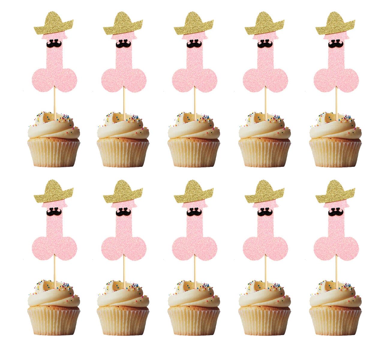 24 Pcs Fun Prank Bachelorette Party Cake Cupcake Topper Making Dessert Decoration C3