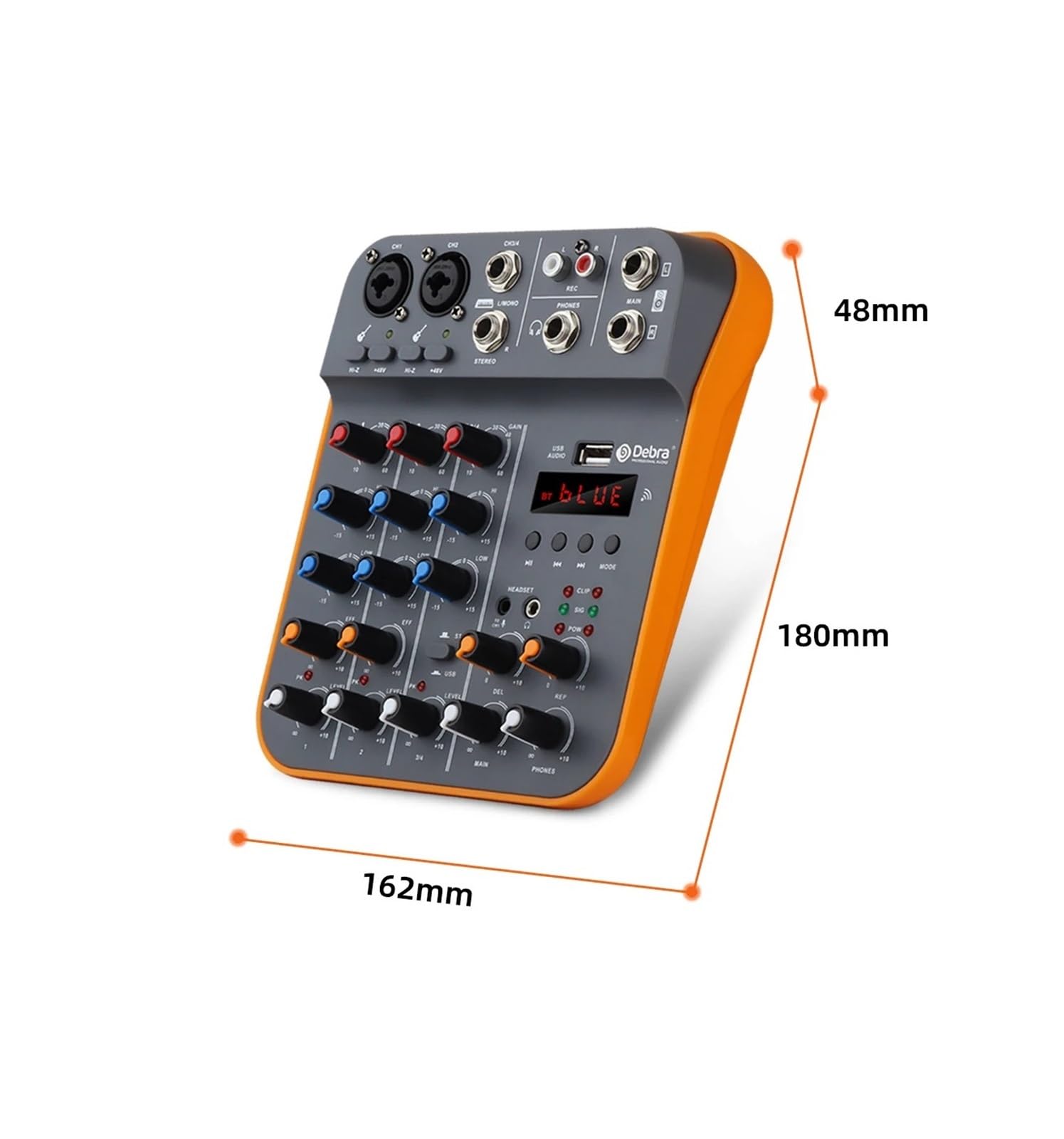 Mini mixer a 4 canali, console DJ con riverbero, scheda USB Bluetooth 5.0 da 48 V for registrazione su PC