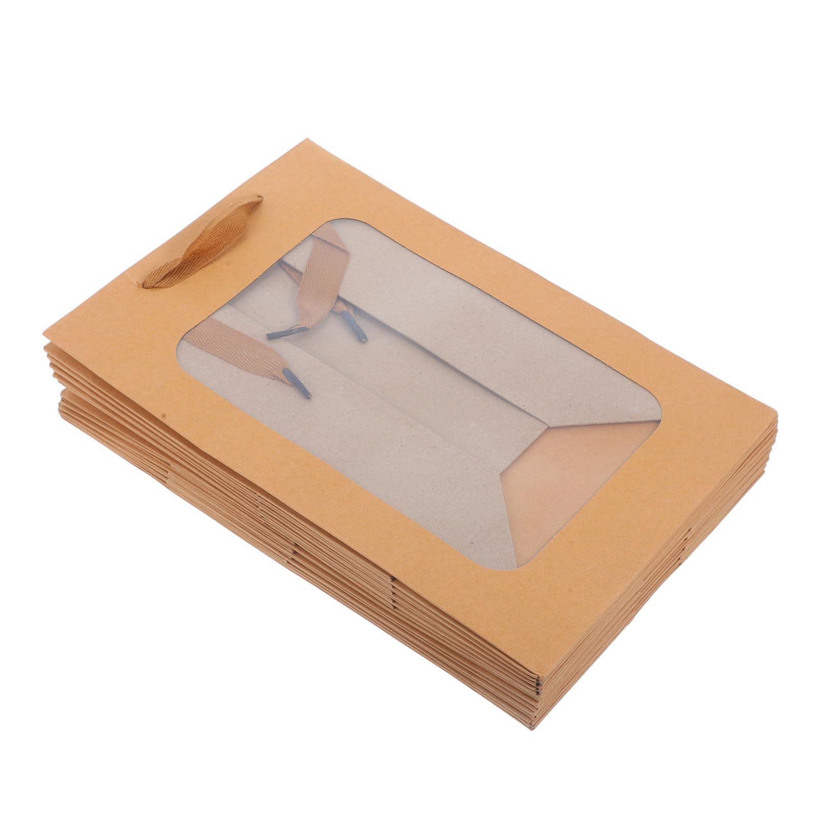 Didiseaon 10 pièces Cadeau Transparent avec Fenêtre Lot de Papier Kraft Moyen Format Emballage pour Fêtes et Cadeaux