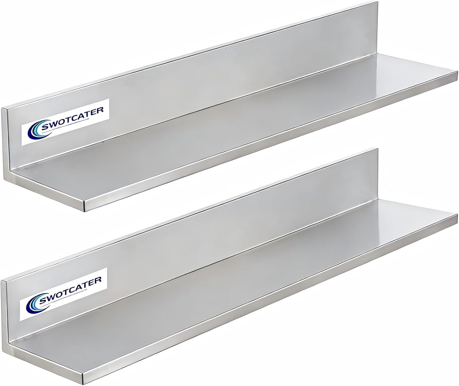 Stainless Steel Wall Shelf 8.6"x30" 80LB, 2 Packs L-Shaped Commercial Wall Mount Floating Shelving for Kitchen, Restaurant, Home