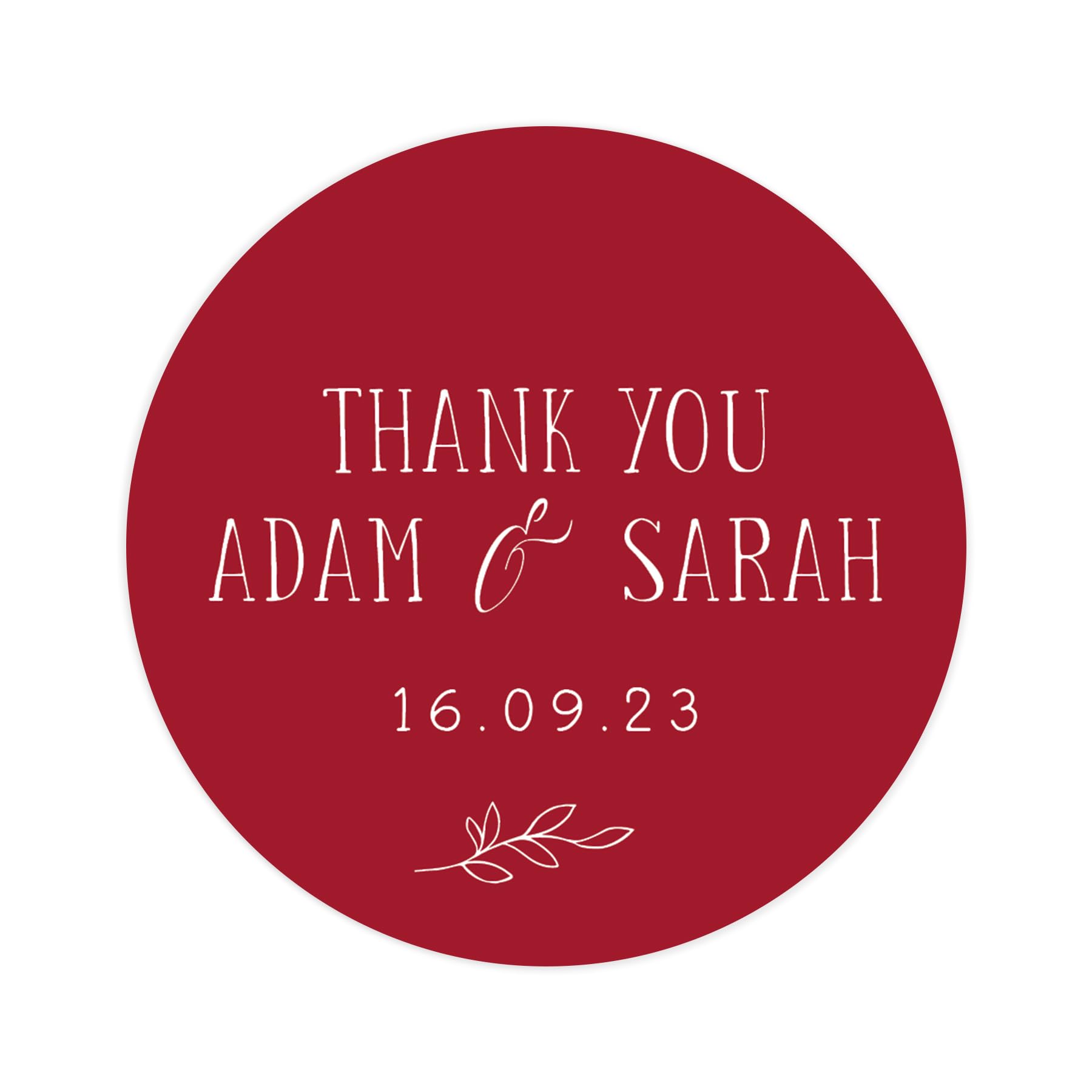 Personalised wedding stickers | thank you wedding labels | 12 colours - favor sticker thanks | wedding favors thank you stickers | 35 round stickers (Red)