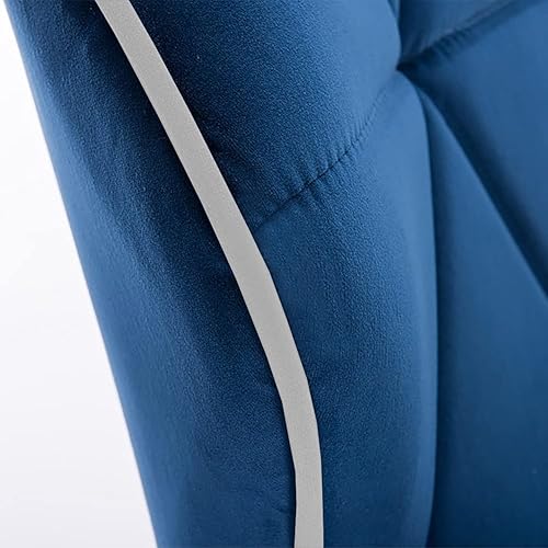 Miniatura 6 de Modern Home Luxe Spyder Taburete de bar ajustable contemporáneo con rotación de 360 (base negra, ribetes azul marinoblanco)