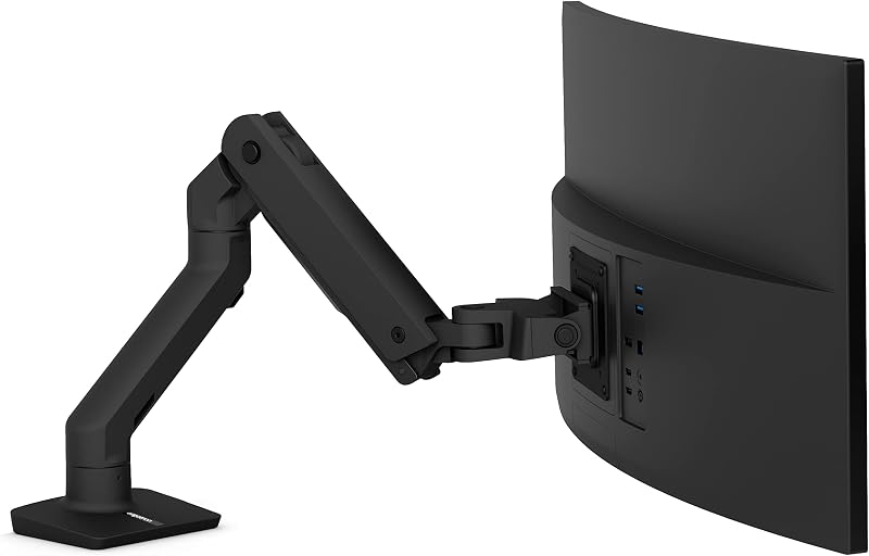 HX Premium Heavy Duty Monitor Arm, Single Monitor VESA Desk Mount – for Flat or Slight Curved Ultrawide Monitors Up to 49 inches, 20 to 42 lbs – Standard Pivot, Matte Black