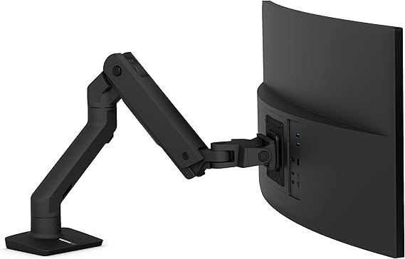 Ergotron HX Premium Heavy Duty Monitor Arm, Single Monitor VESA Desk Mount for Flat or Slight Curved Ultrawide Monitors Up to 49 inches, 20 to 42 lbs Standard Pivot, Matte Black