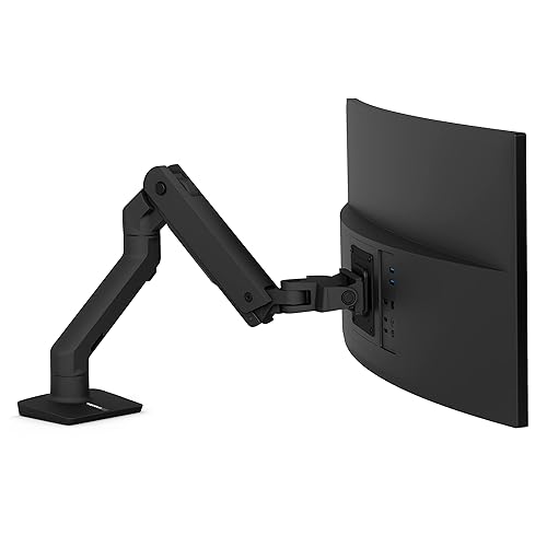 Ergotron – HX Premium Heavy Duty Monitor Arm, Single Monitor VESA Desk Mount – for Flat or Slight Curved Ultrawide Monitors Up to 49 inches, 20 to 42 lbs – Standard Pivot, Matte Black