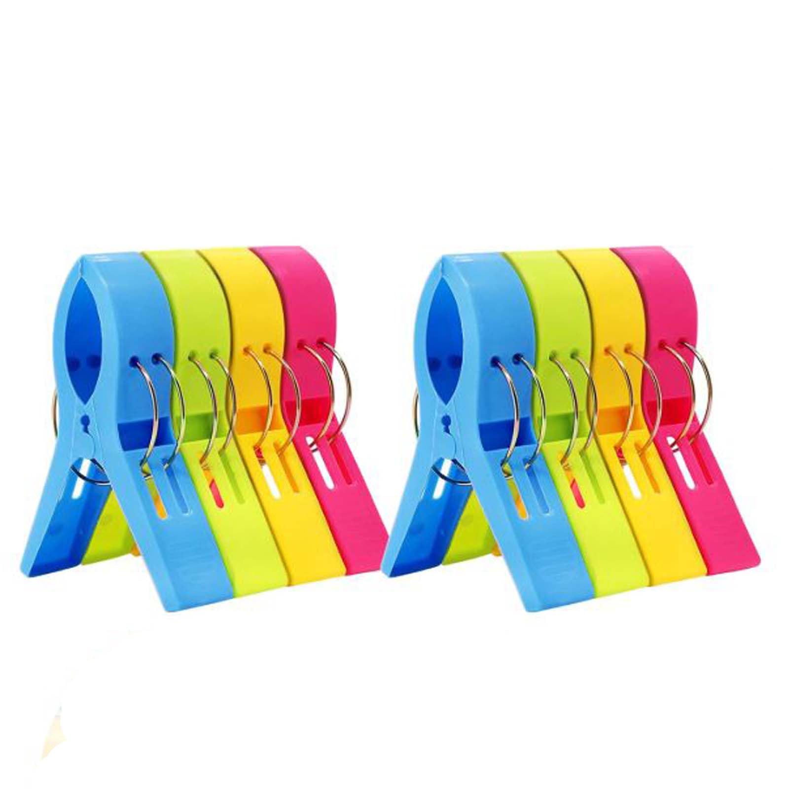Ntek Multicolor Beach Towel Clips, Large Plastic Laundry Clip Clothes Pegs For Sunbeds Sun Loungers, Bright Color Plastic Quilt Clips, Cruise Keep Your Towel, Sun Loungers, Pool Chairs, Laundry (8 Pisces)