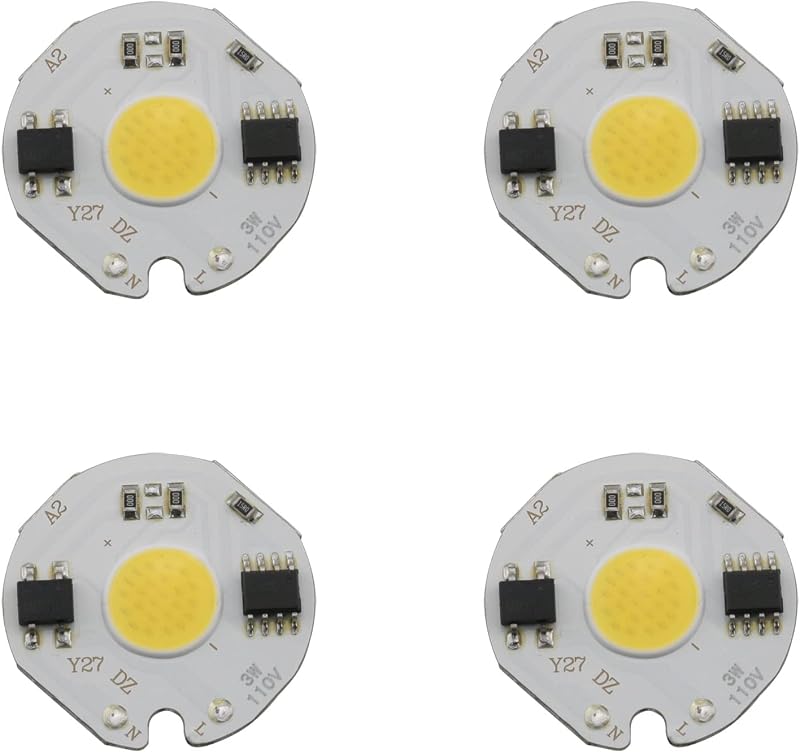 ZCZQC LED Chip 4PCS 110V 3W White High Power COB Lamp Beads Bulb Chips Light-Emitter Diode