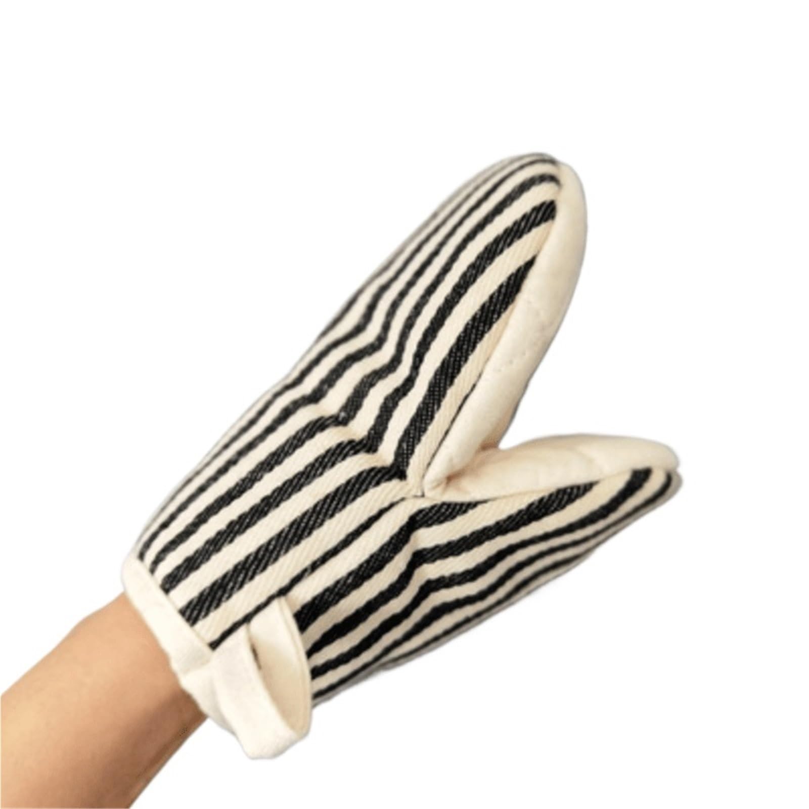 1Pair Heat-insulating Gloves Potholder Kitchen Anti-scald Microwave High Temperature Resistant Baking Oven(Black)