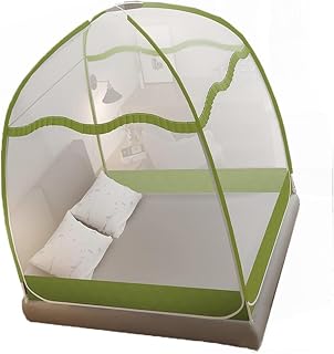 SKINPA Mosquitera, mosquitera Colgante for Cama, mosquitera portátil, silenciosa y Plegable for dormitorios Familiares, práctica mosquitera con Base de Almacenamiento.(Green,1.5m (5ft) Bed)