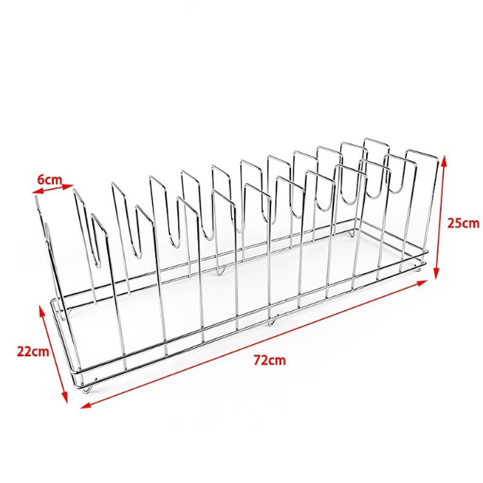 Abtropfgestell für Pizzapfannen, Pizzapfannen-Organizer, Topfdeckelhalter, Aufbewahrungshalter für Restaurants, 11 Fächer, 72 X 22 X 25 cm