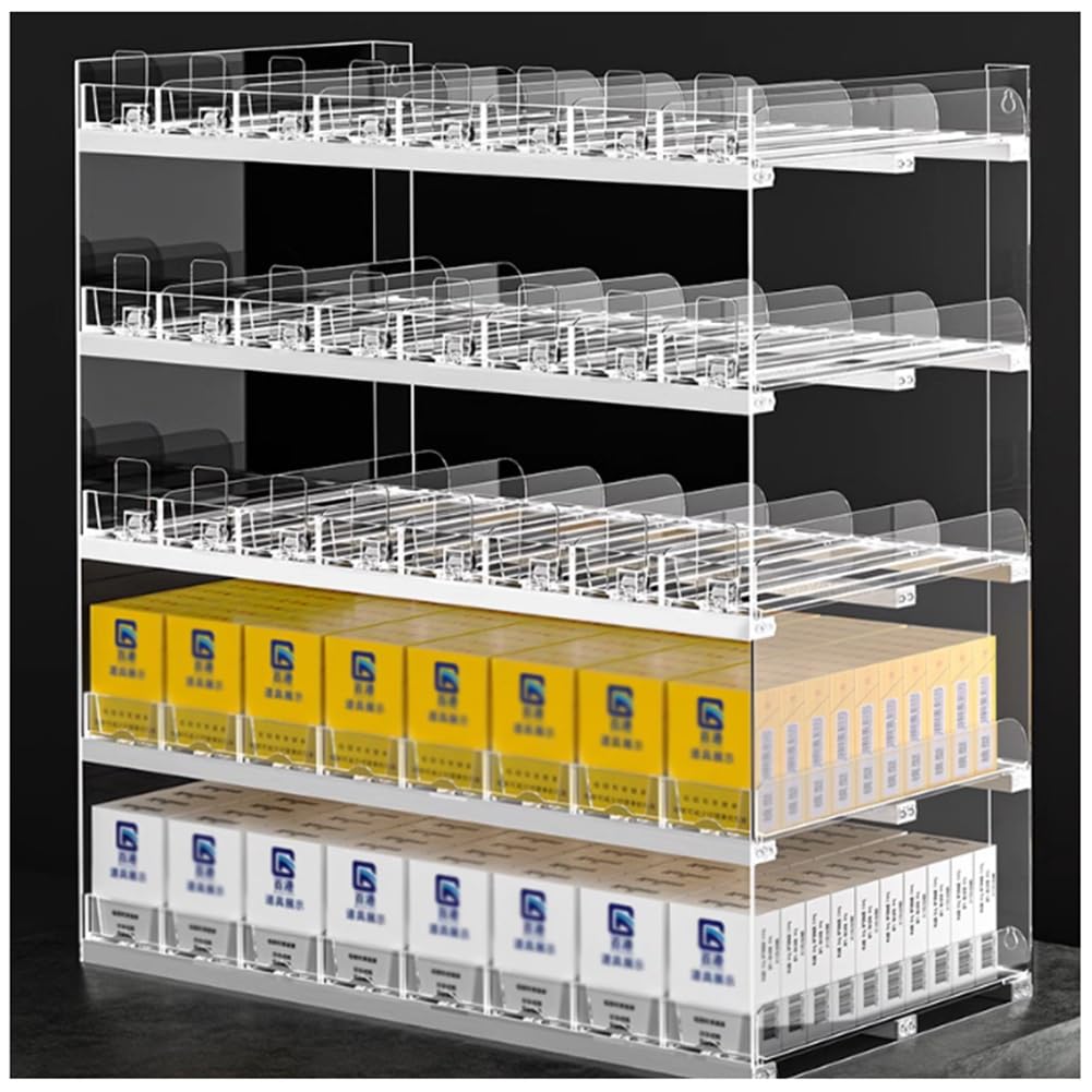 Présentoir acrylique pour cigarettes avec poussoir automatique de vente au détail