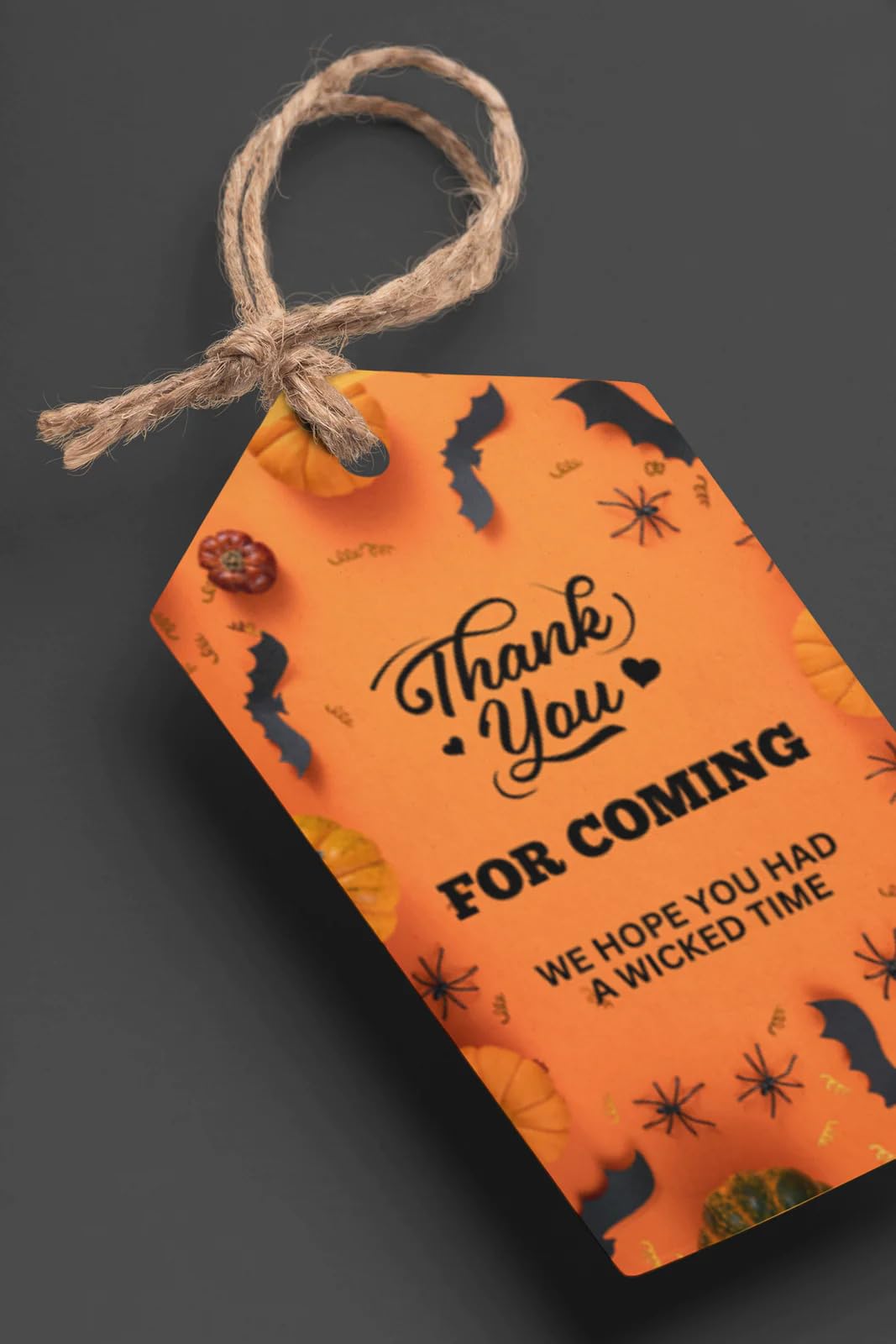 Halloween Return Gift Tags/Thank You Tags (2 x 3.5 inches/250 GSM Cardstock/Black & Orange/30Pcs)