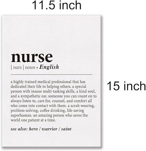 Miniatura 8 de LEXSIVO Lienzo impreso con definición de enfermera, arte de pared, decoración de oficina de enfermera, pintura moderna con cita de enfermera, 12 x
