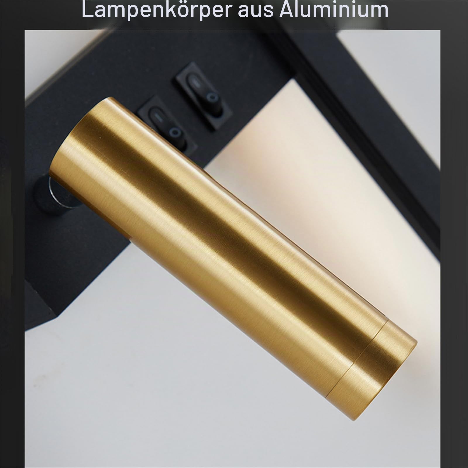 LED Wandleuchte Schwarz 350° Drehbar Wandleuchten Innen Modern mit Zwei Unabhängige Schalter Wandlampe Metall Wohnzimmer Leselampe Wandbeleuchtung für Schlafzimmer Dekorative (Warmes Licht,Links)