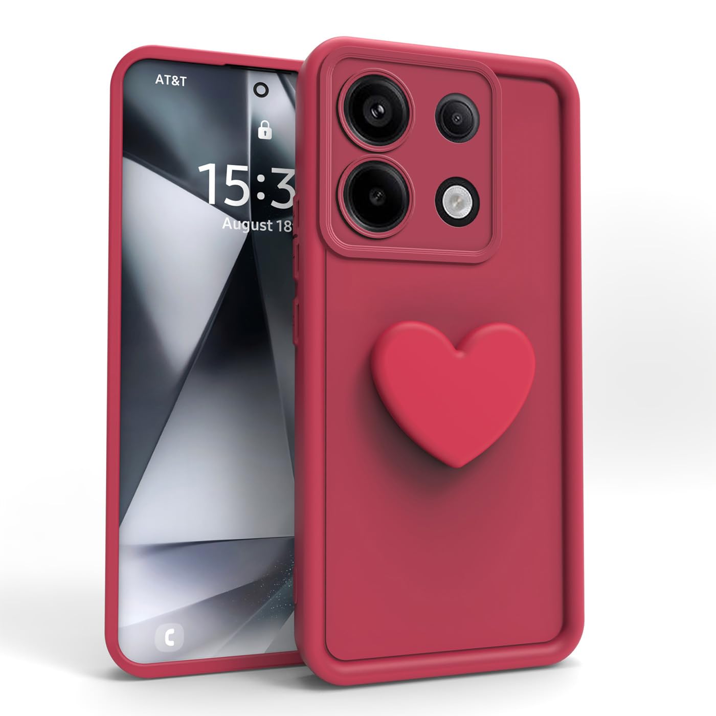 PanXCase Case for Xiaomi Redmi Note 13 Pro 5G / Poco X6 5G - Mobile Phone Case 3D Heart Motif Design Cute Silicone Case, Camera Protection Girls Shockproof Scratch-Resistant Protective Case (Wine Red)