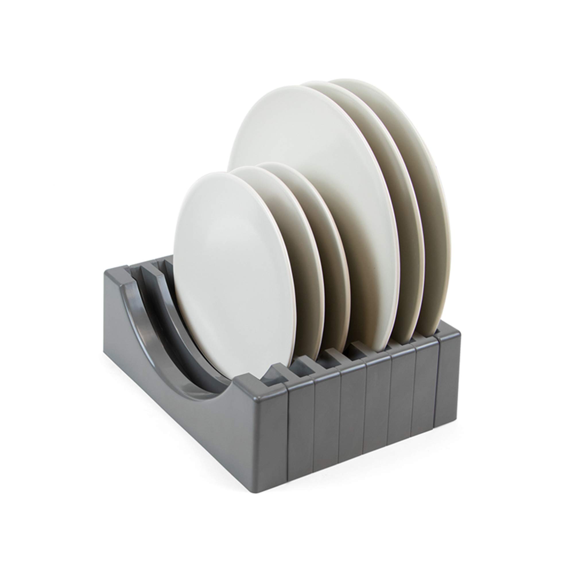 EMUCA 8938523 - Organizador de platos para mueble, soporte para platos, capacidad 13 platos, plástico, gris antracita