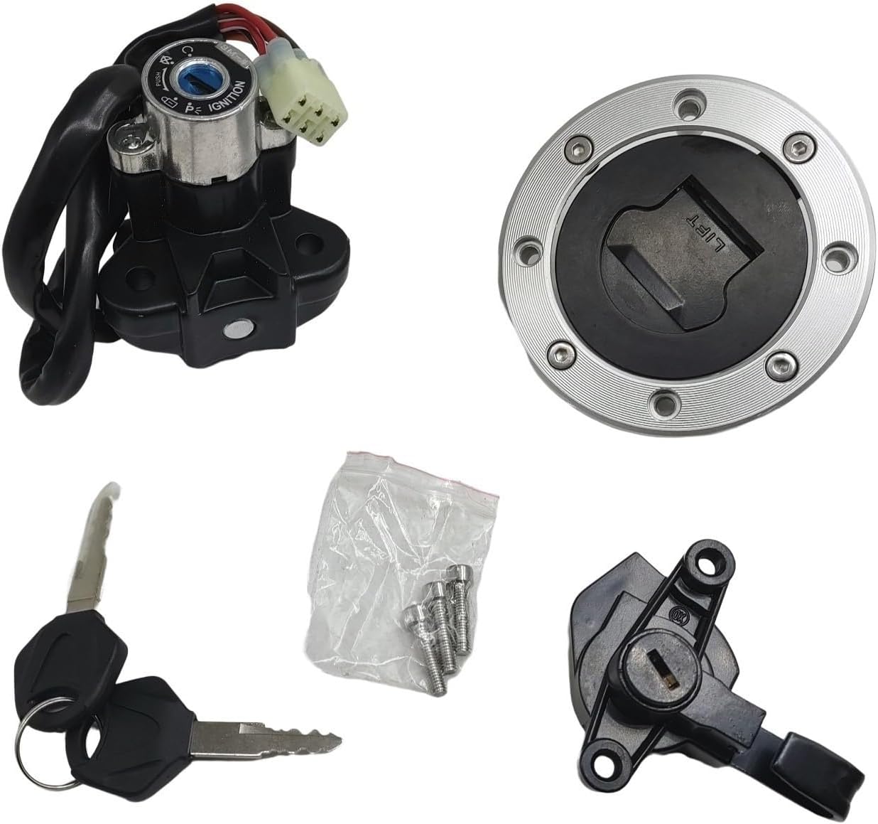 Ignition Switch Fuel Gas Tank Cap Cover Seat Lock Key Compatible for Suzuki Bandit 600 GSF600 Bandit 1200 GSF1200