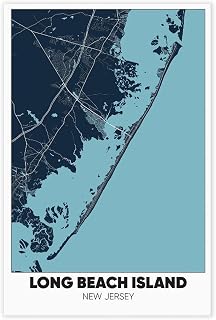Long Beach Island Map, New Jersey, NJ Poster Print for Teen Boys Room Wall Art Canvas Painting Print Unframe-style 16x24inch(40x60cm)