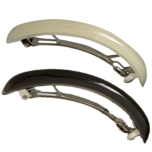 Paquete de 2 pasadores de pelo franceses con forma de concha de tortuga brillante, pinzas de acetato para cola de caballo de metal, pasadores