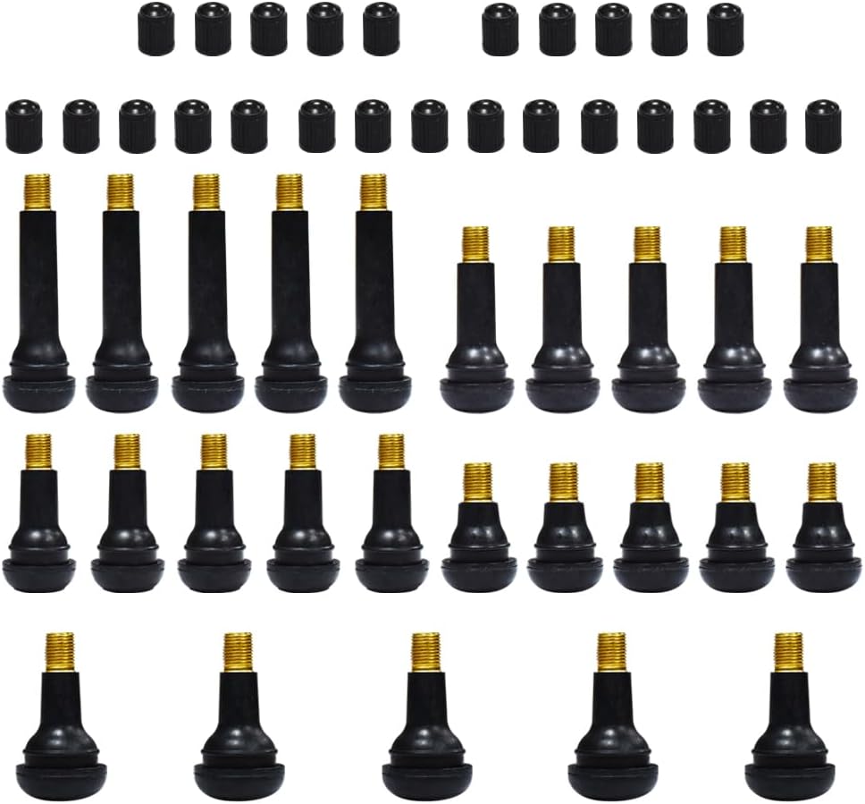 Tire Valve Stems 5 pcs Each TR412 TR413 TR414 TR415 TR418 Snap-in Rubber Tubeless for 0.453"(11.5mm) Rim Holes Standard Replacement for Automotives Cars Trucks Total 25 pcs 5 Kinds