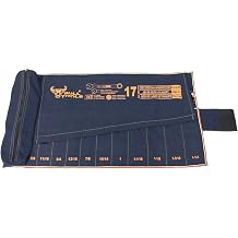 BULL TOOLS Wrench Set Tool Organizer W 17+1 Pockets for Tool Set, SAE Ratcheting Recycled Cotton Canvas Roll-Up Wrench Organizer Pouch for Mechanics, DIYers & Electricians Tools Not Included
