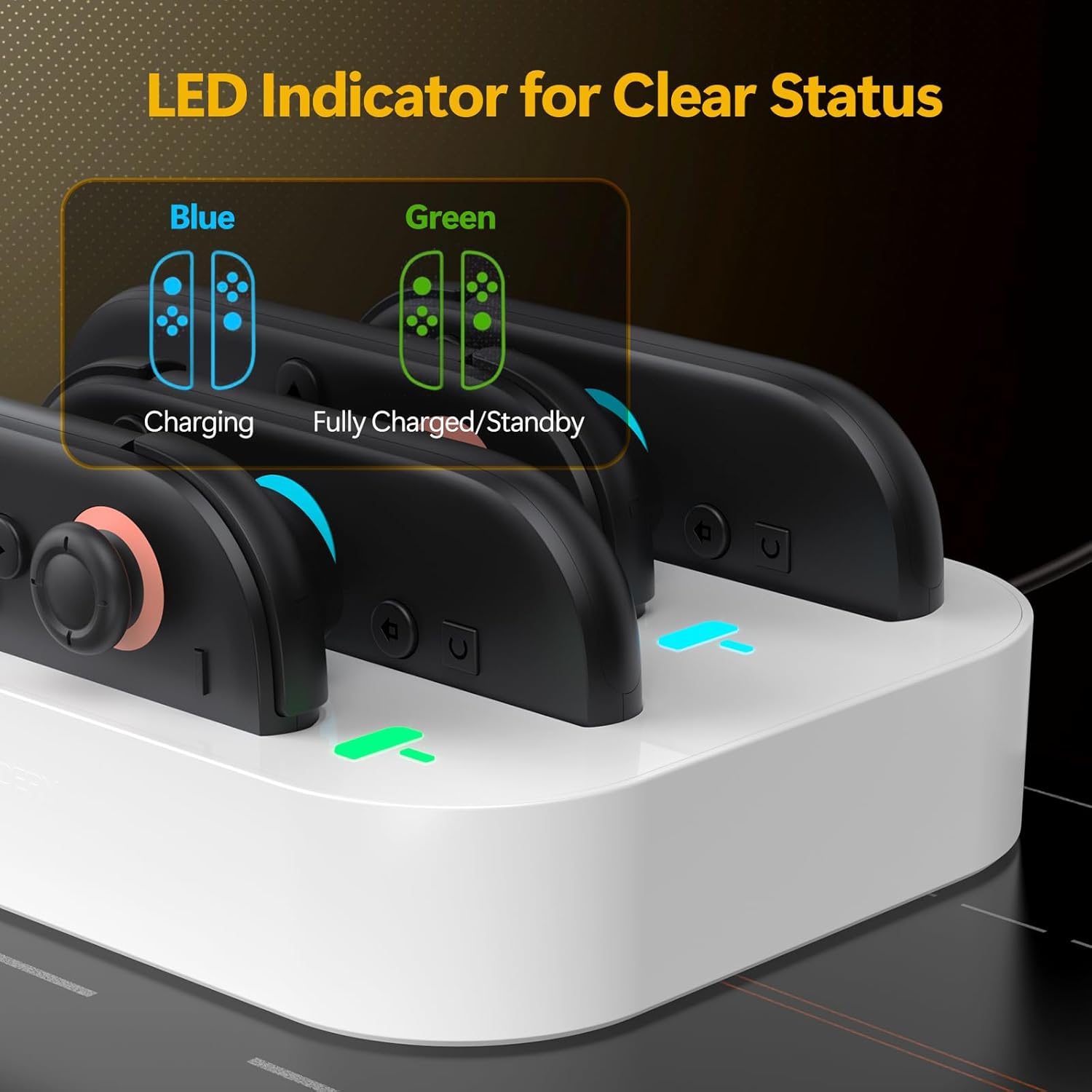 Gagaking 4 in 1 Controller Charging Dock for Nintendo Switch 2 Joy Con, 2.5H Fast Charging Joy Con Charger Station with LED Indicator,Organized Storage Stand for Switch 2 Accessories (White)