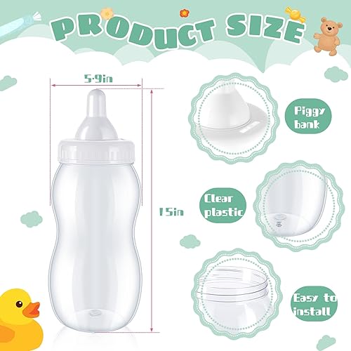 Miniatura 9 de 2 biberones grandes de 15 pulgadas para el juego de la ducha botella de leche de plástico para bebé alcancía botella grande banco de dinero para