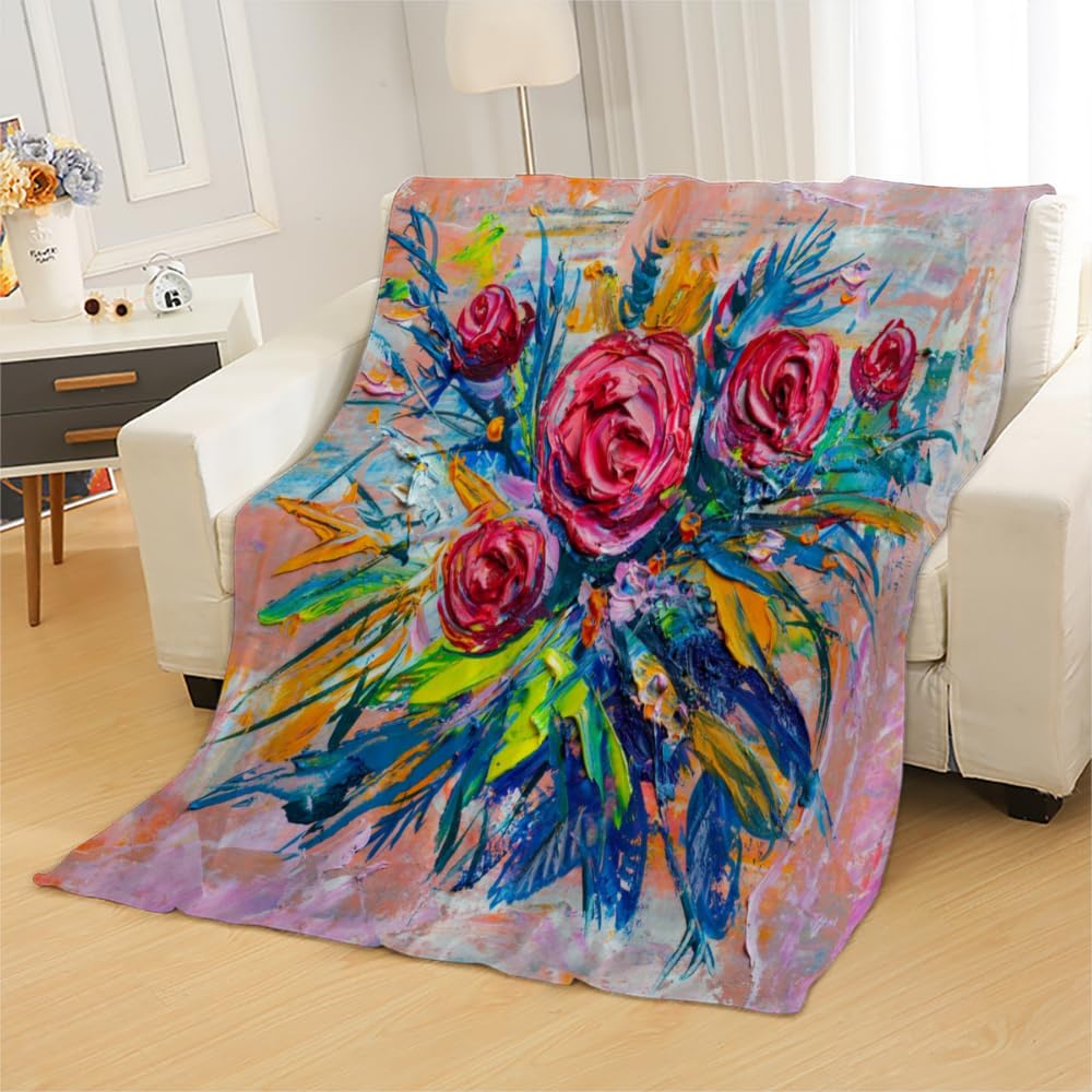 Brand Sseller Coperta In Flanella Di Cotone 150x200 Cm Con Motivo Floreale Morbida E Calda