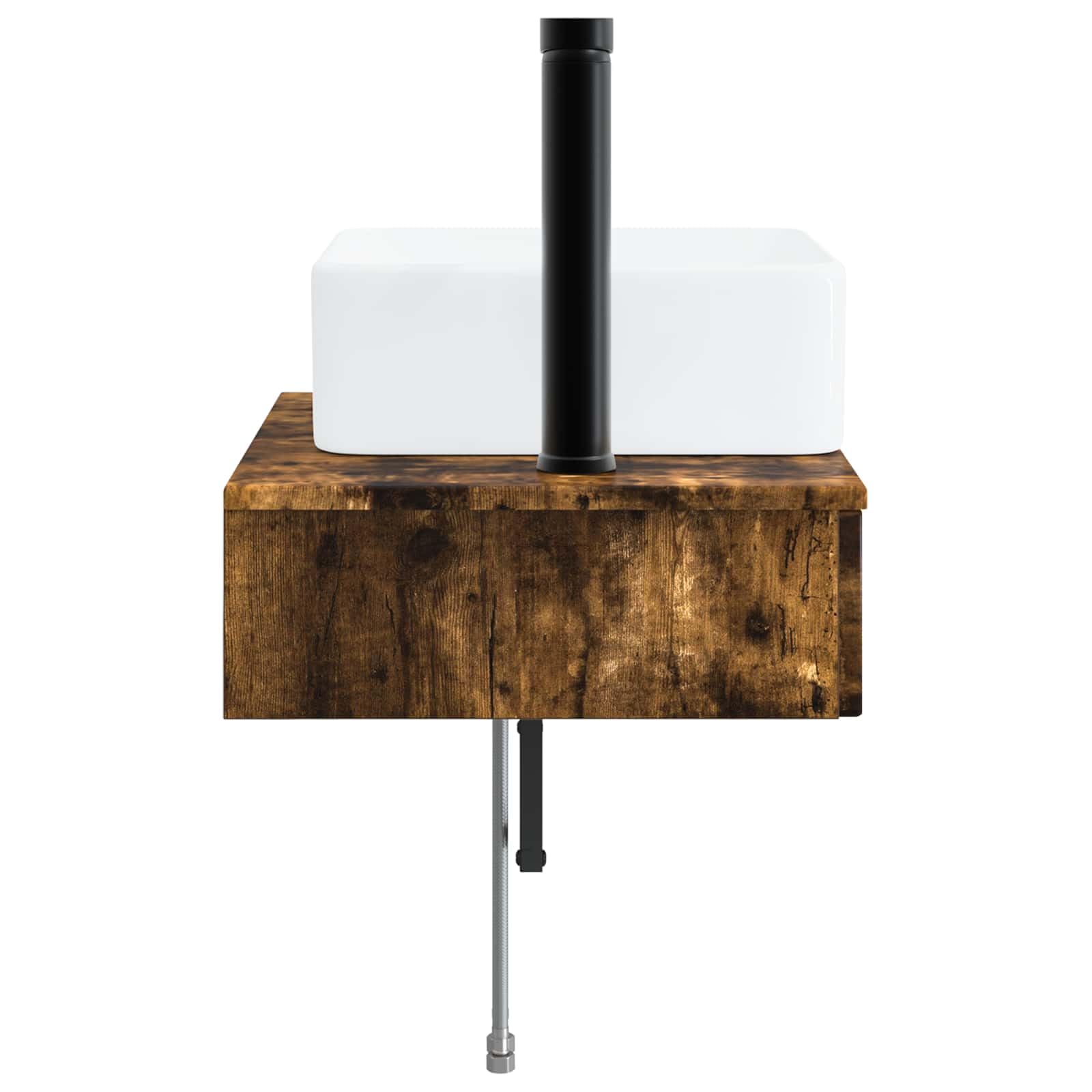 Genérico Lavabo de Lavado Montado en la Pared Roble Ahumado,Mobiliario,Armarios y Almacenamiento,Tocadores de baño,50 x 41 x 39 cm-890193