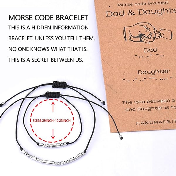 Men Fathers Gifts for Father Daddy Dad Birthday Gift from Daughter Morse Code Bracelets Dad Daughter Matching Bracelet Gifts for New Dads Stepdad Christmas Retirement Gift for Father Daughters by Borhmty - Used condition - Image 7