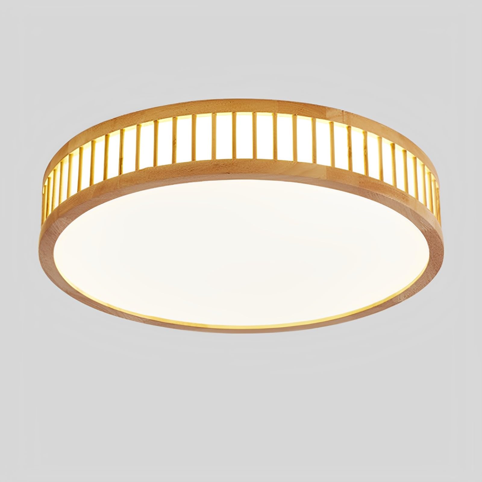 Luminaire plafonnier intérieur simple en bois pour créer un salon chaleureux