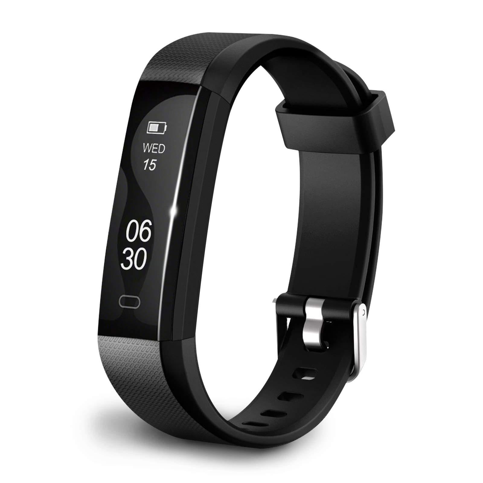 Qualis Fitness Activity Tracker, Heart Rate Monitor Watch, Step Counter Wristband, Sleep Monitoring Pedometer, Waterproof Calorie Counter, New Black Smartwatch for Kids Women & Men