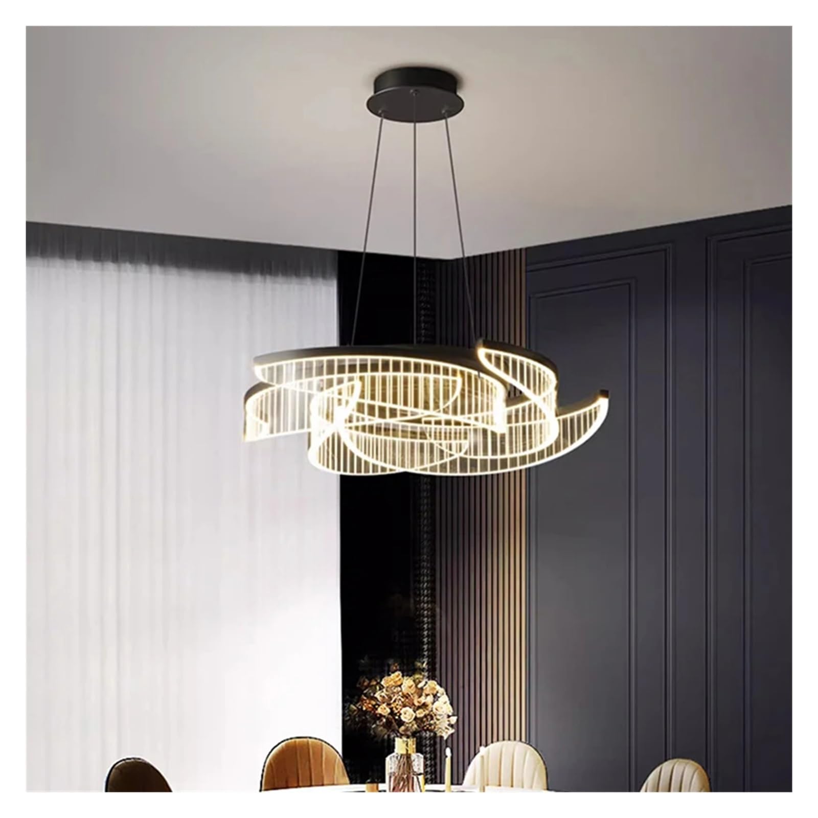 Lustre suspendu moderne dimmable avec télécommande pour salle à manger - 8