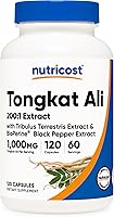 Vista 8 de Nutricost Tongkat Ali 1,000 mg 60 cápsulas - con Tribulus Terrestris y BioPerine, tapas vegetarianas, sin OMG, sin gluten, extracto potente