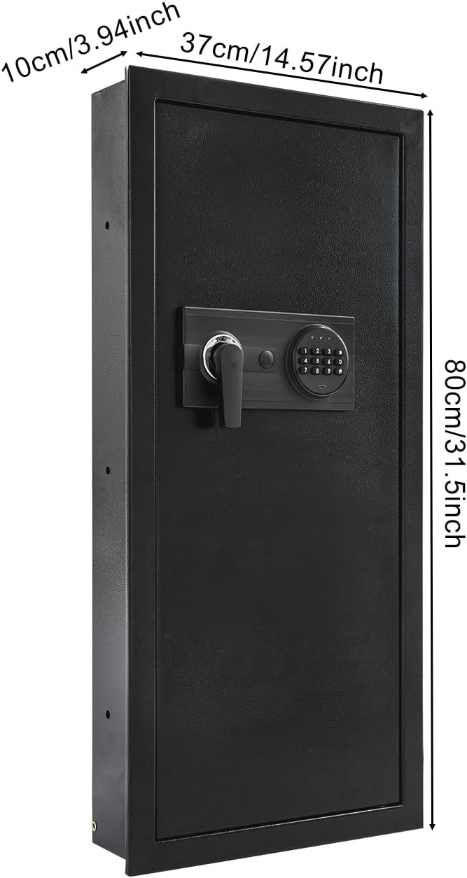 Wall-Mounted Safe,Home Security Hidden Electronic Password Safe With Emergency Key&Detachable Compartment ,Heavy Duty Fireproof In Wall Security Box For Documents Money Valuables (14.57*3.94*31.5In)