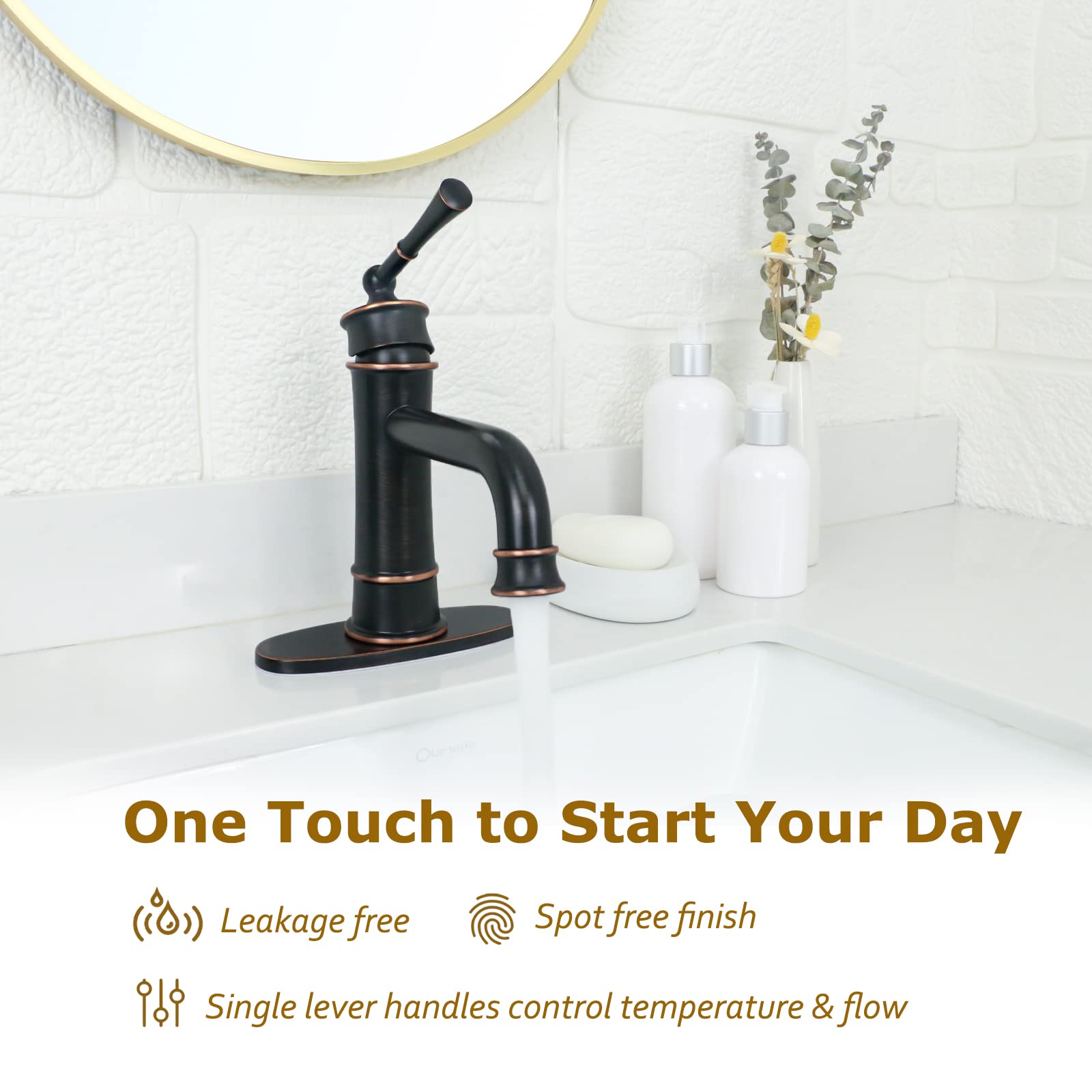 Hangoro Badezimmer-Armatur In Bronze - Einhandmischer Mit Pop-Up-Ablauf Für Waschbecken