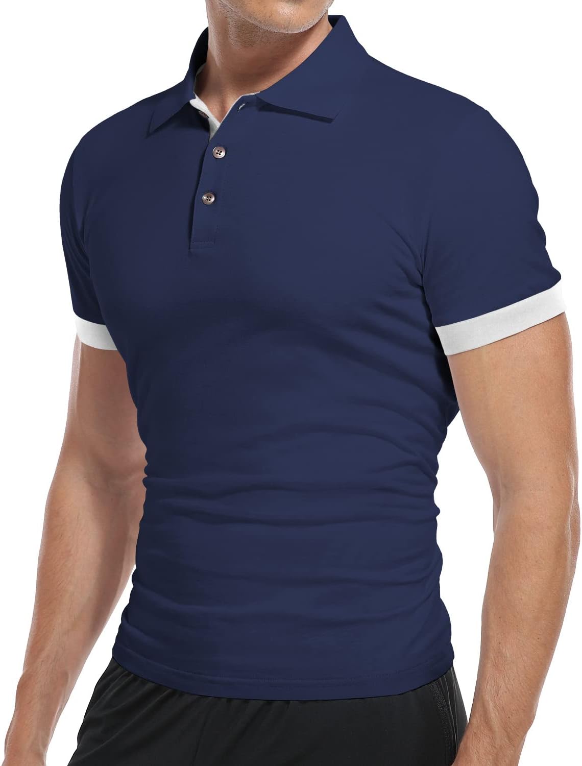 KUYIGO Men's Short Sleeve Polo Shirts Casual Slim Fit Basic Designed Cotton Shirt Tops - Image 2