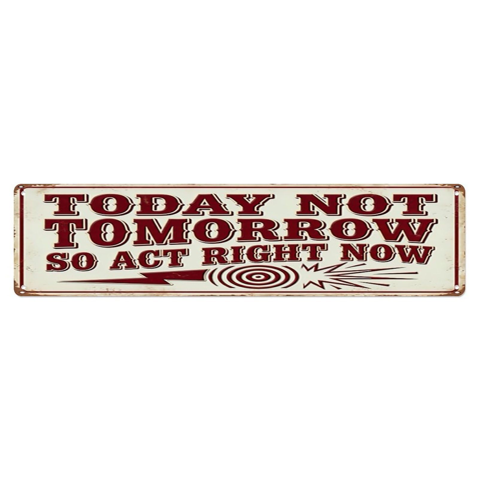 Act Now Win Office Retro Motivational Slogans Metal Tin Skinny Sign Plaque Wall Decor for Cafe, Club Bar, Office, Home Garden Metal Poster 4x16Inch