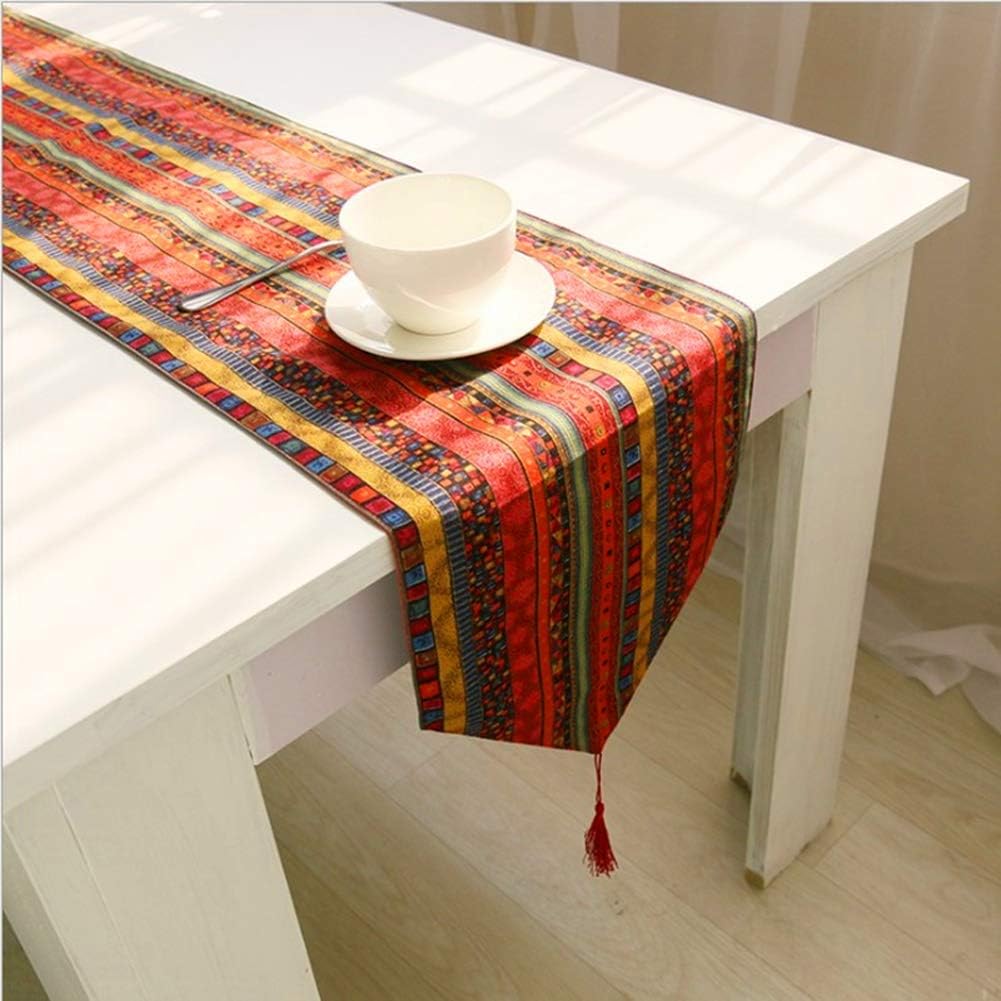 AGYH Table Flag Color Cotton Linen Art Table Ethnic Wind Bed Flag Tea Table First Modern Simple Rural Tablecloth 30 * 220cm (Size : 30 * 220cm)