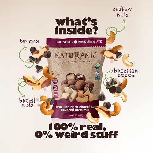 Miniatura 3 de Naturanic Bocadillo brasileño de nueces cubiertas de chocolate negro, sin azúcar, apto para dieta cetogénica, cero carbohidratos, todo natural,