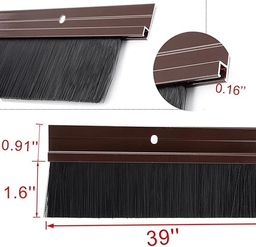 Miniatura 2 de YXQ Barrido inferior del cepillo de puerta (2.5 pulgadas de ancho x 36.5 pulgadas de largo) con soporte de aleación de aluminio marrón en forma de H