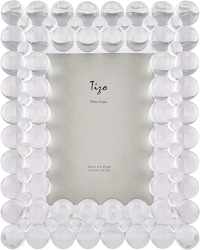 TIZO Design - Marco de fotos de cristal transparente de 4 x 6 pulgadas, marco de fotos de calidad boutique (burbujas)