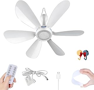 Collapsible Portable Ceiling Fan for Cruise Equipped with Strong Magnets, Magnetic Cruise Fan with Remote, 6 Blades Lightweight and Quiet USB Mini Ceiling Fan Remote Speed Control (1)