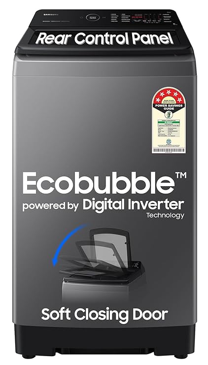 Samsung 9 kg, 5 star, Eco Bubble Technology, Wi-Fi, Soft Closing Door, Fully-Automatic Top Load Washing Machine (WA90BG4542BDTL, Versailles Gray)