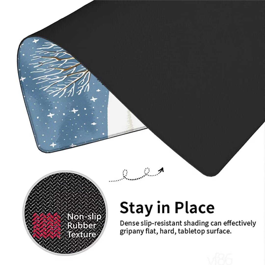 Alfombrilla Ratón ciervo Alfombrilla Raton 1500x800x3mm, Árbol Alfombrilla de Ratón Extendida de Gran Tamaño con Bordes Cosidos, Protector Escritorio, Antideslizante, Alfombrilla Ratón Gaming YF-86