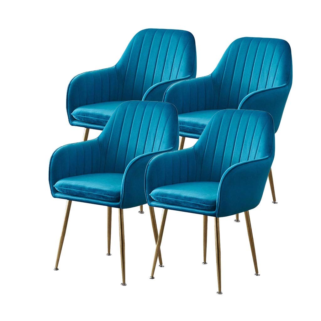 SJIALEN 4 Pcs Dining Chairs,with Backrest Soft Cushion for Office Lounge Dining Kitchen Bedroom Reception Chair Kitchen Chair (Color : Blue)