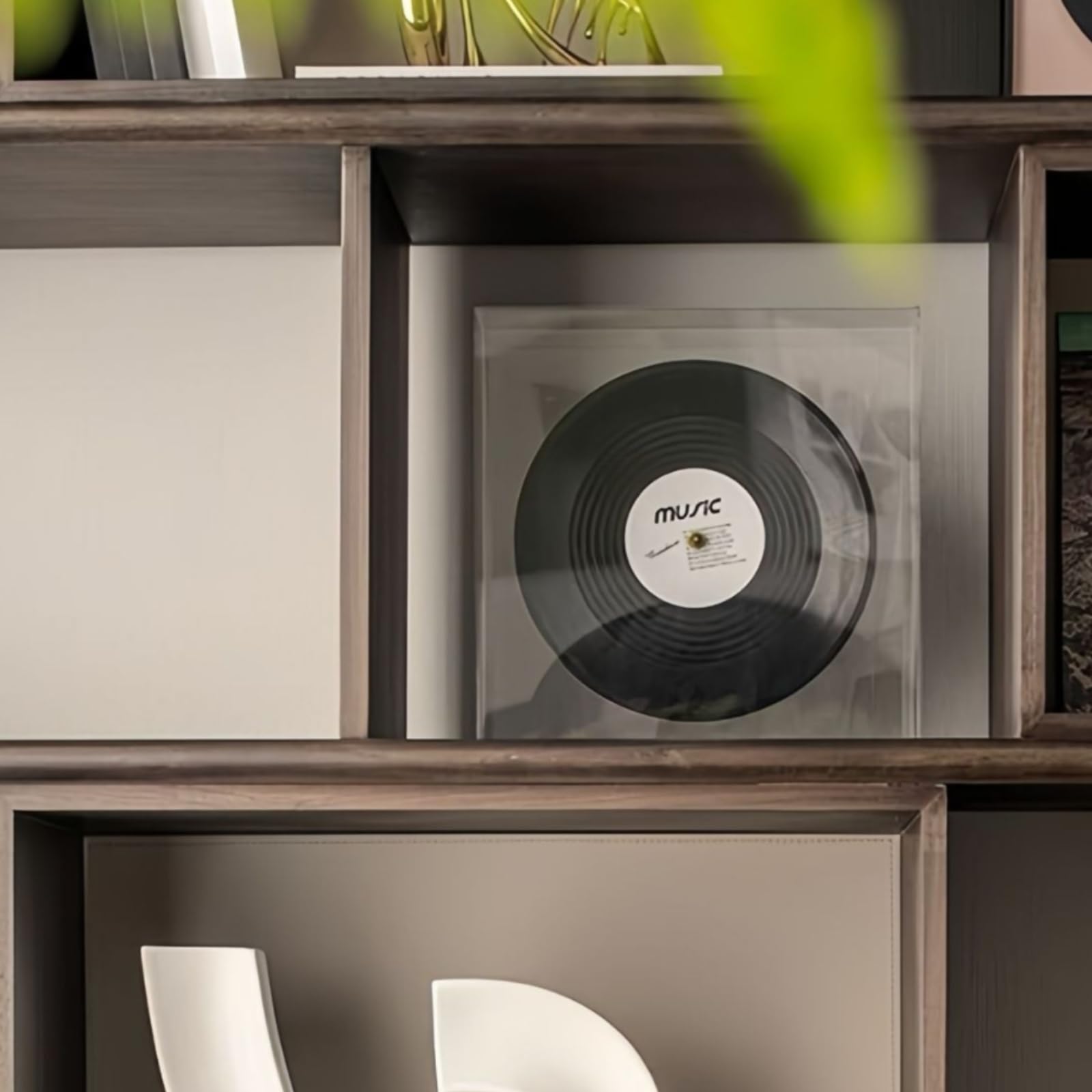 Scatola in Acrilico con Disco Vinile Retro Oggetto da Esposizione Moderno Decorazione per Collezionisti, Studio di Registrazione, Scrivania, Blu