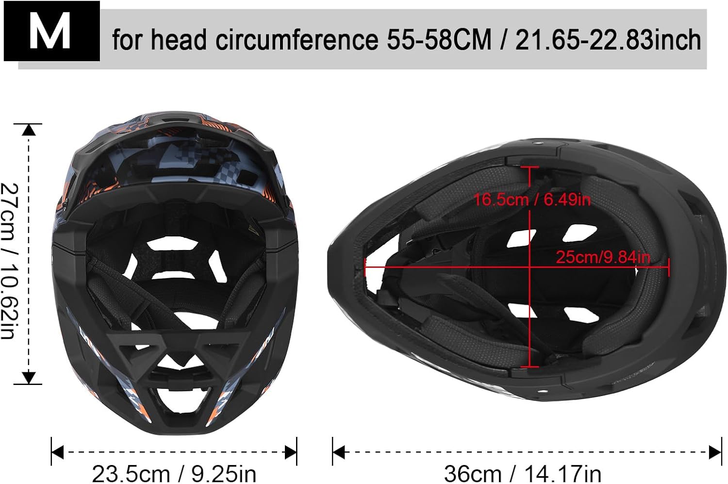 Adult Bike Helmet, Full Face Mountain Bike Helmet Adjustable Lightweight Bike Helmets with Detachable Visor & Chin Guard, Comfort Cycling Helmets for Men Women