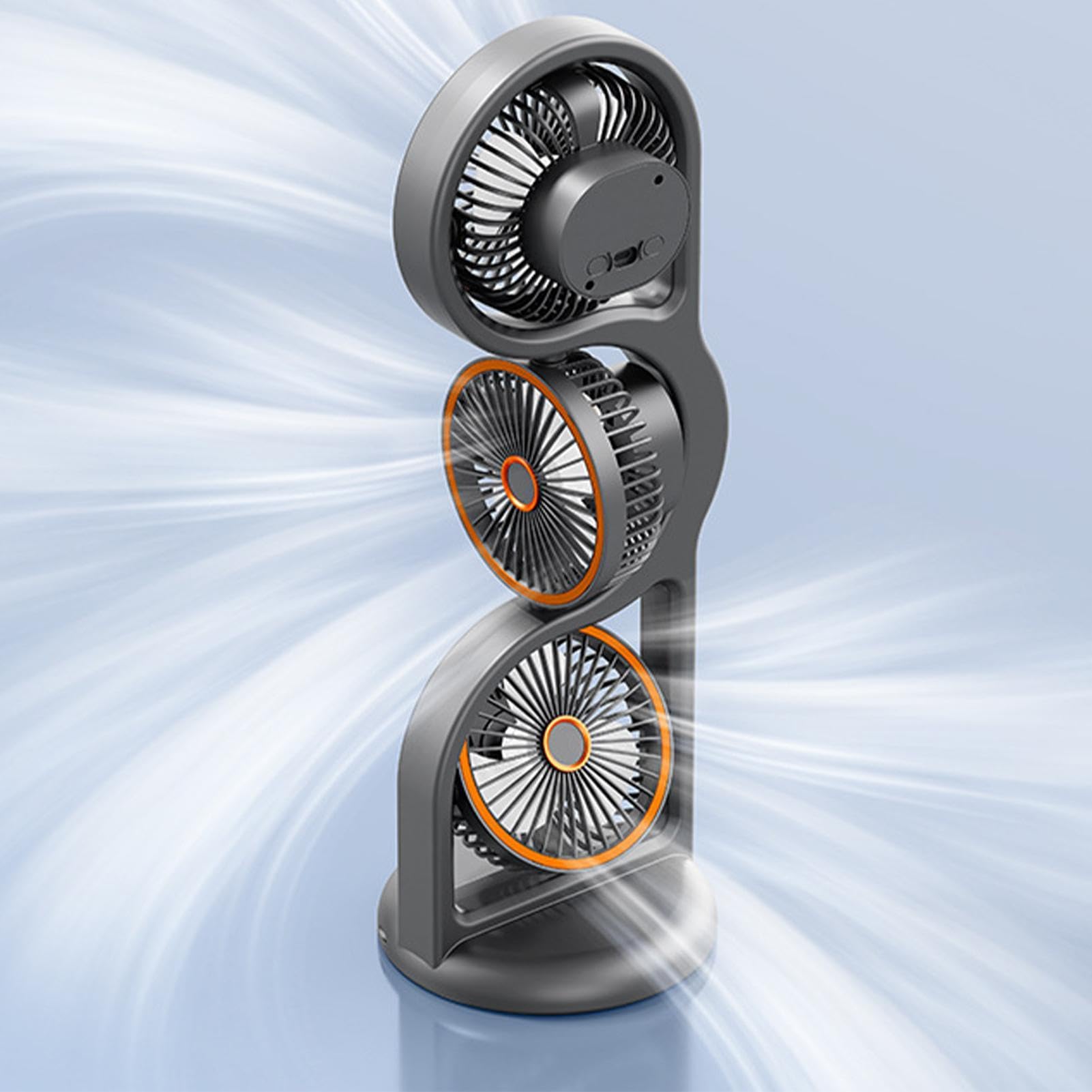 Ventilatore da Scrivania per Ufficio 5 Modalità 3 Teste Rotazione a 360° | Ventilatore Da Tavolo Portatile A Tre Teste per Casa, Appartamento, Camere, Esterno, Campeggio, Pesca, Pic